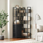 Corner Bookshelf, 7 Tier L-Shaped Bookcase with 3 Drawers, Storage Corner Shelf, Freestanding Tall Display Shelf, Industrial Style, for Living Room, Home Office, Black SJ10BB