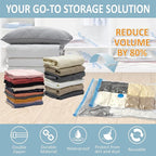 8 Pack Vacuum Storage Bags, Space Saver Bags (2 Jumbo/2 Large/2 Medium/2 Small) Compression Storage Bags for Comforters and Blankets, Vacuum Sealer Bags for Clothes Storage, Hand Pump Included