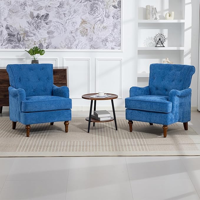 KEIKI Upholstered Accent Chair for Living Room and Bedroom,Heavy-Duty Fabric Armchair with Reinforced Wood Frame, Supportive Seat Cushion, Stable Retro Legs, Lounge Chair for Reading, Work