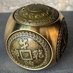 Brass Lucky Ball 6 Sides Rotatable Feng Shui Ornament Wealth Statue Treasure Ball Fengshui Sculpture Chinese Traditional Home Decor (G1 Large Lucky Ball)