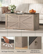 Storage Chest, 39.4" Wooden Storage Trunk, Retro Storage Bench with Safety Hinge, Toy Chest Storage, Farmhouse Style, for Bedroom, Living Room, Charcoal Gray and Greige MCW10HC