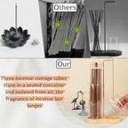 Incense Holder with Ash Catcher,2 in 1 Incense Burner for Sticks,Wooden Anti-ash Incense Stand Set with 3 Acrylic Tubes Birthday Gift for Women Mother Girl Friend Meditation Yoga Spa Home Office