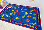 KIDCARPET.COM Lazy River Fishing Rectangle Classroom Rug | Bordered Area Rug for Preschool Daycare Learning, 7'6" x 12'
