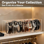 JASGOOD Acrylic Belt Organizer for Closet- 7 Compartments Clear Storage Container Display Holder for Belts, Ties, Watches, Bracelets, Jewelry,Make up and Accessories