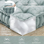 Intelligent Design Azza Floor Pillow, Large Cushions Sitting for Adults, Floor Pillow for Meditation or Yoga, Lustrous Chenille Tufted with Scalloped Edges for Bench/Chair Cushion, 20"x20"x5" Aqua