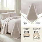 Southshore Fine Living, Inc. Twin Quilt Bedding Set, Soft Brushed Microfiber XL Twin Bedspread Coverlet, Stain & Pet Hair Resistant Bedding, XL Bedspread with Matching Pillow Sham, Natural Beige
