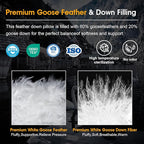 Ivellow White Goose Feather Pillows Queen Size Set of 2 Hotel Down Bed Pillows for Sleeping Soft 600TC 100% Cotton Cover Medium Firm Cloud Soft Breathable Fluffy Pillow for Back Side Stomach Sleepers