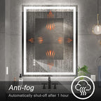 30x36 Inch Led Mirror for Bathroom with Front Light and Backlit, Bathroom Mirror with Led Lights, Vanity Mirror with Lights for Wall, Anti-Fog, Dimmable, Memory Function, Tempered Glass