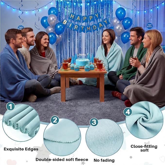 Newwiee 48 Pcs Fleece Throw Blankets Bulk 50'' x 60'' Oeko-tex Standard 100 Certified Spring Outdoor Wedding Guest Blankets Lightweight for Sleepover Donation Lap Pet Sofa Home (Green Shades)