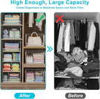 Divided 4-Tier Stackable Closet Organizers and Storage Basket, Foldable Closet Shelf Organizer Systems for Clothing Sweaters, Wardrobe Cupboard, White