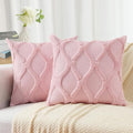 decorUhome Spring Euro Sham Throw Pillow Covers 22x22 Inch Set of 2, Soft Plush Faux Fur Wool Light Pink Couch Pillow Covers, Decorative Neutral Pillow Cases for Bed Sofa Living Room Valentines Decor