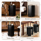 2-Pack Stackable Stools with Wheels | 18 Inch Nesting Side Tables for Living Room| Stackable Coffee Table | Wooden Chairs | No Tools Assembly |Side Coffee Tables for Easy Storage (Black)