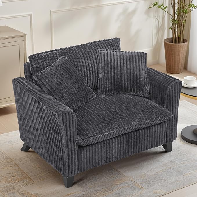 ERYE Living Room Accent Chair, Modern Corduroy Upholstered Chair Wider Seat Cushion Leisure Armchair W/2 Pillows and Removable Cover for Home Apartment,Bedroom,Office
