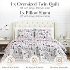 Southshore Fine Living, Inc. Holly Jolly Christmas Quilt Comforter, Holiday Bedding Set 2-Piece Oversized Christmas Bedding Quilt Set with Quilted Shams, Twin/Twin XL