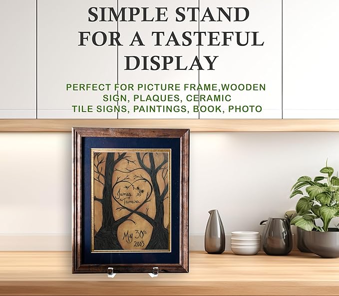 AMT 2 Pack 8 Inch Plate Stands for Display - Holder Stand + Acrylic Frame Holder Picture, Decorative Plate, Book, Photo Easel