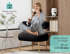Mid Century Sherpa Boucle Accent Chair, Round Upholstered Barrel Arm Chair for Small Spaces, Fluffy Side Corner Sofa Chair for Living Room, Bedroom, Vanity, Office, Reading Nook(Black)