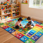 ST. BRIDGE Educational Kids Rug for Playroom 3x5 Feet, Non Slip Play Mat with ABC Alphabet, Numbers & Animals for Toddler Preschool Nursery Classroom, Soft Washable Area Rug for Early Learning