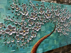 YaSheng Art - 100% hand painted Flower Art Oil Painting On Canvas Texture Silver Flowers Tree Paintings Modern Home Bedroom, Dining Room, Decor Wall Art 3D Abstract Artwork Paintings 20x40inch