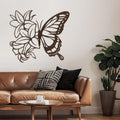 SIGNLEADER Metal Wall Art Decor Butterfly and Flowers Minimalist Modern Abstract Wall Sculpture Hangings Home Decoration for Living Room, Bedroom, Bathroom, Kitchen, Outdoor - 18" Bronze