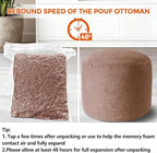 Pouf Ottoman Foot Rest, Comfortable & Soft, Round Footstool for Living Room, Bedroom, Office, Room Decoration, Corduroy Foot Stool Pouf with Odorless & Anti-Clump Filling, Small Brown