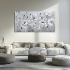 Belmrxne Floral Wall Art Grey and White Wall Decor Aesthetic Canvas Painting Unique Artwork for Living Room Bedroom Dining Room kitchen Office 24x48 Inches