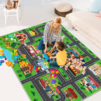 Kids Carpet Car Play Rug, City Life Traffic Road Kids Rug Playmat,Non Slip Children Educational Game Car Mat Area Rug for Playroom Baby Toddler Boys Bedroom Classroom (118X78.7 INCH, Style 1)