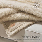EVERGRACEHOME Luxury Faux Fur Throw Blanket, Soft Fluffy Faux Mink Blankets for Bed, Couch, Sofa, Thick Cozy Plush Warm Fur Throws with Reversible Velvet, Tipped Golden Fox, 60"x80"