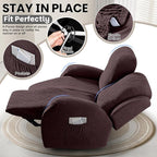 VANSOFY Recliner Loveseat Cover, 6-Pieces Stretch Dual Recliner Sofa Cover Soft Jacquard Reclining Couch Slipcover Furniture Protector with Elastic Bottom for Kid, Pets(2 Seat,Dark Coffee)