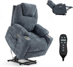Electric Lift Recliner Chair, Overstuffed Zero-Gravity Recliner with Assisted Standing, Extra Wide Sofa with 8-Point Vibration Massage & Lumbar Heating, Medium-Soft, Blue