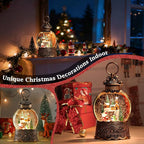 Christmas Snow Globe, Christmas Lantern Room Decor for Indoor Use, USB-Powered/Battery-Operated Glowing Water Lantern, Ideal for Holiday Decorations and Gift Giving