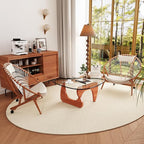 Coffee Tables Glass Small Farmhouse Coffee Table Mid-Century Modern Wood Center Table for Living Room, Walnut Transparent, 32 Inch