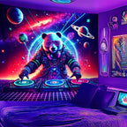 NYZE Astronaut Space Tapestry for Bedroom, Glow in the Dark Room Decor Wall Tapestries, Cool Galaxy Planet Wall Hanging, Wall Hanging for Men Guys Gamer Room Dorm Living Room 90x70 in