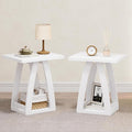 End Tables Living Room, Side Table Beside Sofa, Nightstand for Bedroom, Couch Side Table with Shelf, Modern End Table for Living Room, White End Table Set of 2