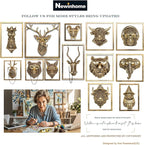 Newinhome Animal Heads Wall Decor (Includes Metal Frame) Resin Animals Sculptures Head Wall Hanging Decoration Gold vintage Wall Sculpture for Living Room Bedroom Office (Elephant)