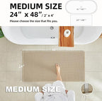 Pale Beige Bathroom Rug, Waffle Bath Mat Non Slip Washable Super Absorbent Quick Dry Boho Farmhouse Bathroom Decor, 48''x24'' / 4'x2' Pale Beige
