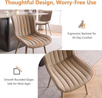 YOUNUOKE Mid-Century Modern Dining Chairs Set of 2, Khaki PU Leather Upholstered Kitchen Chairs with Khaki Metal Legs, Armless Accent Chair for Dining Room, Guest Reception Room