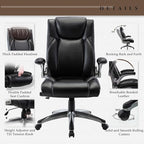 COLAMY Executive Office Ergonomic Chair with Thick Bonded Leather, Flip-up Armrests, High Back Adjustable Height and Tilt for Working, Study, Gaming