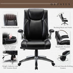 COLAMY Executive Office Ergonomic Chair with Thick Bonded Leather, 300lbs Capacity Big and Tall High Back Desk Chair with Flip-up Armrests, Adjustable Height and Tilt for Working, Study, Gaming,2PC