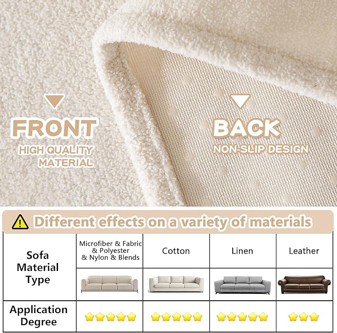 MYSKY HOME White Couch Cover Couch Covers for 3 Cushion Couch Sofa Pet Friendly Sectional Couch Covers L Shape Dog Couch Cover Protector for Sectional Sofa Covers Couch Protector, 71" x 134"
