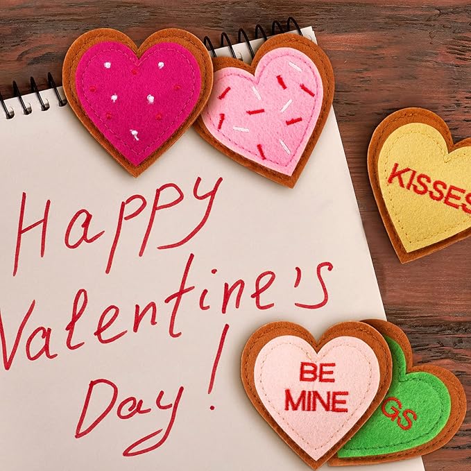 Tatuo 24 Pcs Valentines Felt Heart Ornaments for Tree Decorations Felt Conversation Heart Ornaments Colorful Hanging Valentines Day Tree Decor for Home Decor Party Decoration DIY Crafts
