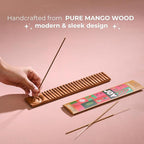Folkulture Wood Incense Holder - Ash Catcher or Stick Incense Burner for Table Decor, Natural