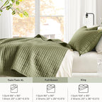 Comfort Spaces Queen Quilt Set Modern Reversible Plaid Coverlet Full Bedding Set Cozy Quilted Winter Layer, All Season Lightweight Soft Queen Size Quilt, Kienna, Full/Queen Olive Green 3 Piece