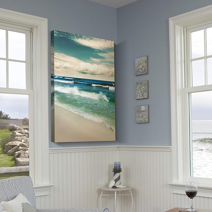 Renditions Gallery Canvas Nature Wall Art Paintings & Prints Romantic Enchanting Beach Glam Modern Artwork Wall Hanging Decorations for Bedroom Living Room Office Kitchen - 24"x36" LT06