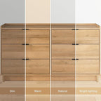 Prepac Simply Modern 6-Drawer Double Dresser for Bedroom, Chest of Drawers, Modern Bedroom Furniture, 52.5” Wide x 16” deep x 29.5” Tall, Oak