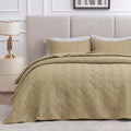 Love's cabin Quilts for Full Bed Camel Bedspreads Bedding Set - Lightweight Bedspread Comforter - Wave Pattern Bedding Coverlet for All Season - 3 Pieces (1 Quilt, 2 Pillow Shams)