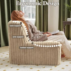 Trenda 32'' Boneless Chair, Super Comfy Bedroom Accent Chair, Sofa Chair, Soft Faux Fur Cover Floor Couch for Living Room,College, Dorm to Reading& Gaming (Khaki)
