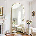 Full Length Mirror, 71"x28" Oversized Floor Mirror Freestanding, Full Body Mirror Floor Standing Mirrors with Stand, Hanging Mounted Mirrors for Bedroom Living Room, Gold, Arched Style