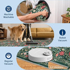 GarveeHome Green Vintage Floral Washable Rugs 8x10 for Living Room Boho Botanical Retro Rug Low Pile Stain Resistance Non Slip Carpet for Bedroom Nursery Dining Room