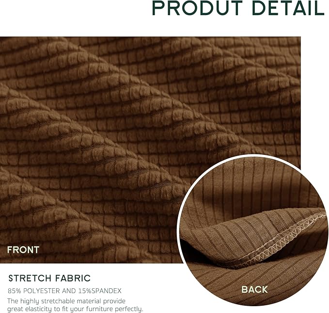 Hokway Stretch Couch Cushion Slipcovers Reversible Cushion Replacement Slipcovers Sofa Cushion Covers(Coffee, 2)
