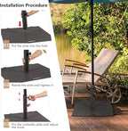 Giantex 50 lbs Umbrella Base - 24 inch Square Umbrella Stand with 2 Rollers, Heavy Duty Steel Umbrella Base Weight for 1.6''-1.9'' Poles, 2 Knobs, Patio Umbrella Holder for Garden Deck Poolside, Black